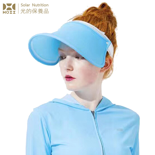 【后益 HOII】UPF50+抗UV防曬涼感先進光學機能布-亮面伸縮豔陽帽 ★藍光