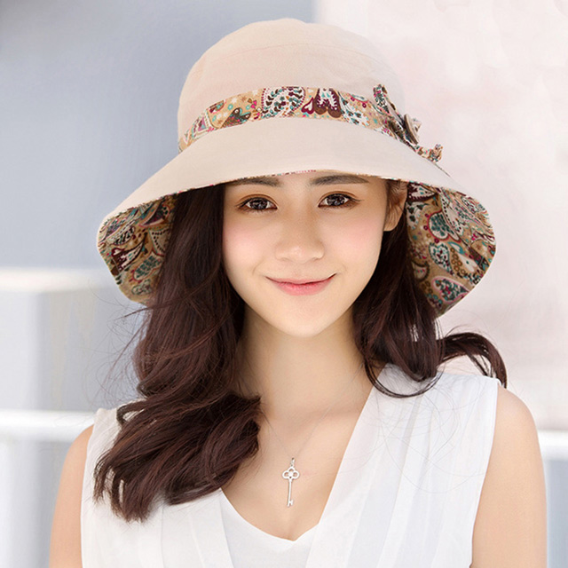 【幸福揚邑】愛心紋大帽檐抗UV防紫外線雙面配戴可摺疊遮陽帽-米