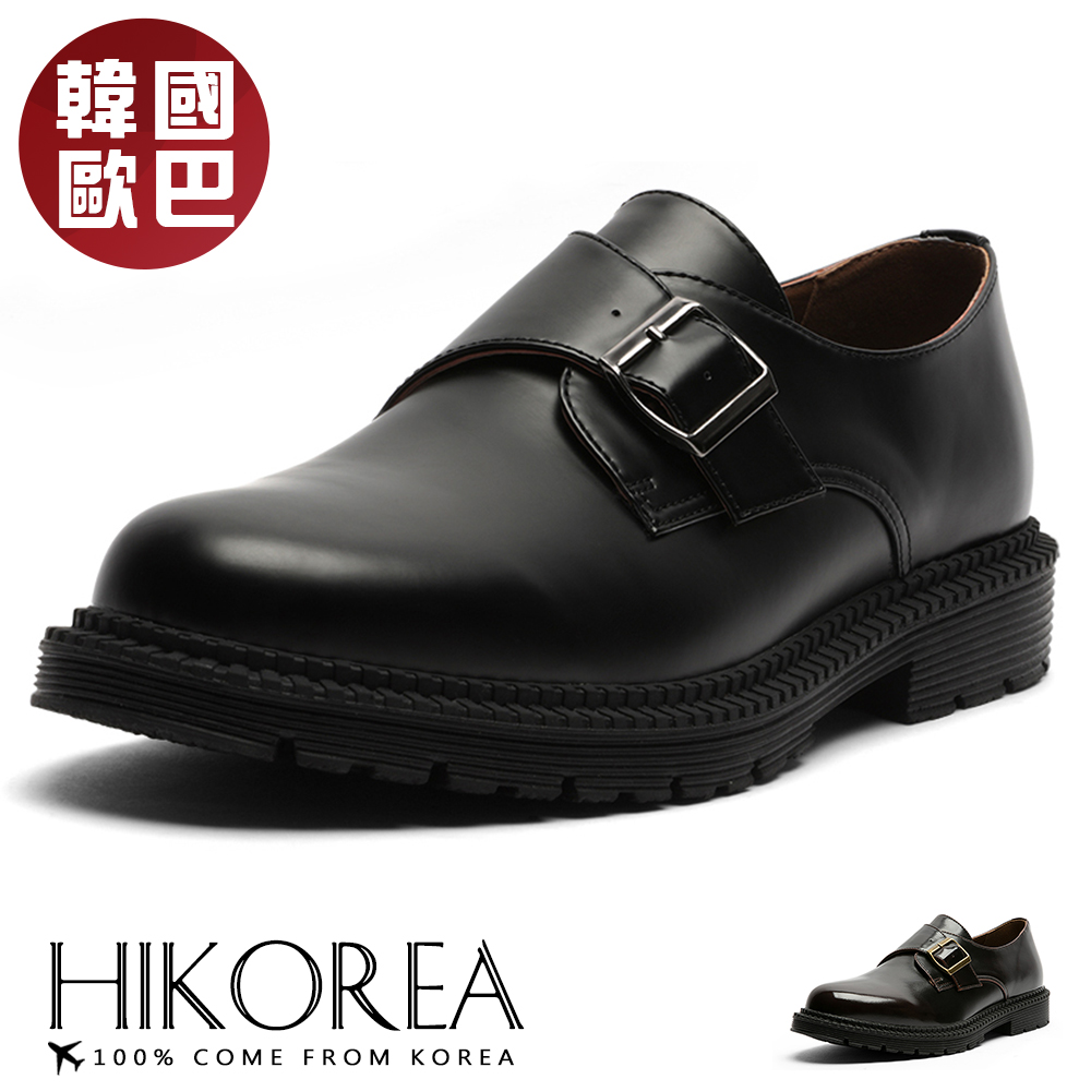 【HIKOREA】韓國空運/大尺碼皮鞋。韓國職人推薦休閒皮鞋上班鞋學生鞋(73-454黑咖共2色/現貨+預購)