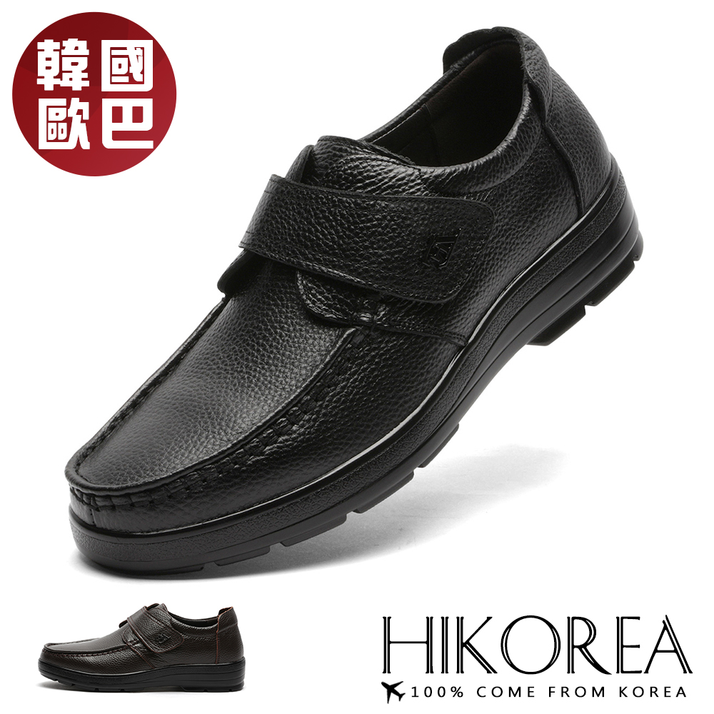 【HIKOREA】韓國空運/版型偏小。韓國真皮百搭舒適型皮鞋休閒鞋(73-460黑/咖共2色/現貨+預購)