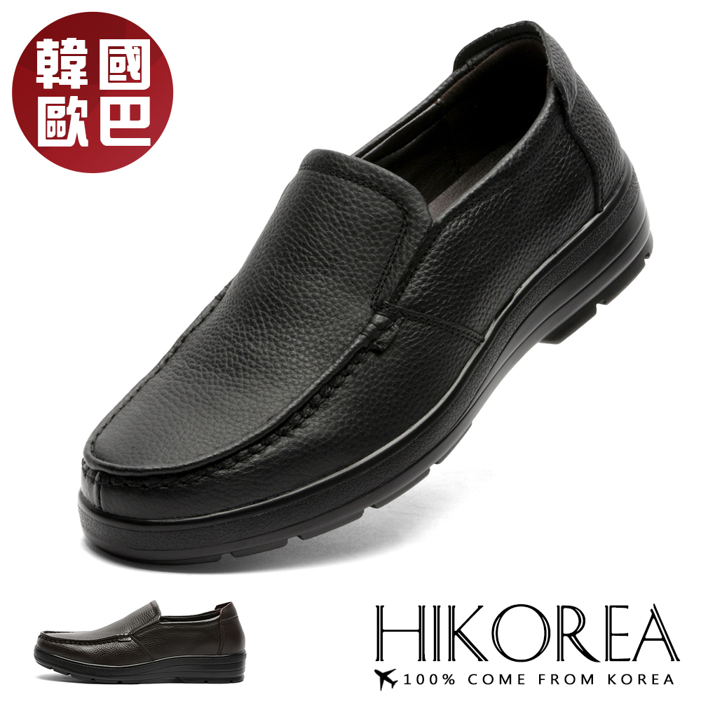 【HIKOREA】韓國空運/版型偏小。韓國真皮舒適型樂福皮鞋休閒鞋(73-462黑/咖共2色/現貨+預購)