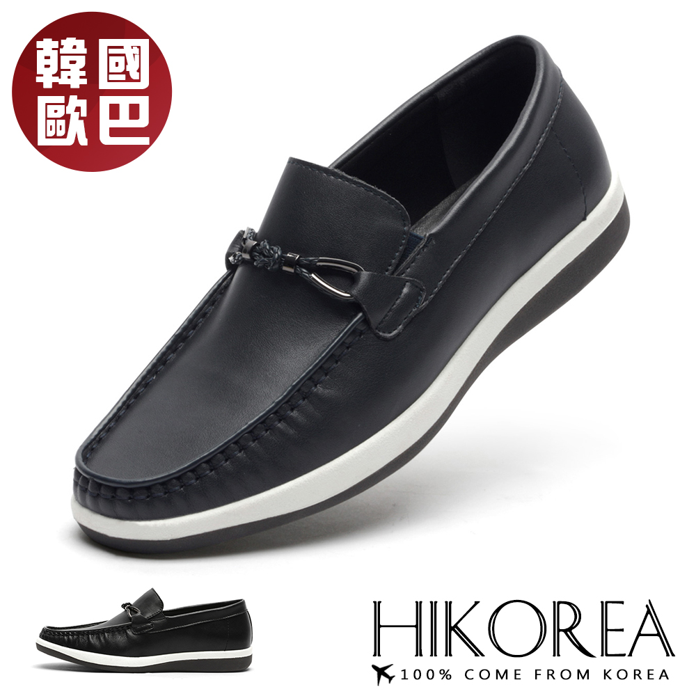【HIKOREA】韓國空運/版型偏小。韓國金屬扣飾樂福鞋懶人鞋紳士鞋(73-463黑/深藍共2色/現貨+預購)