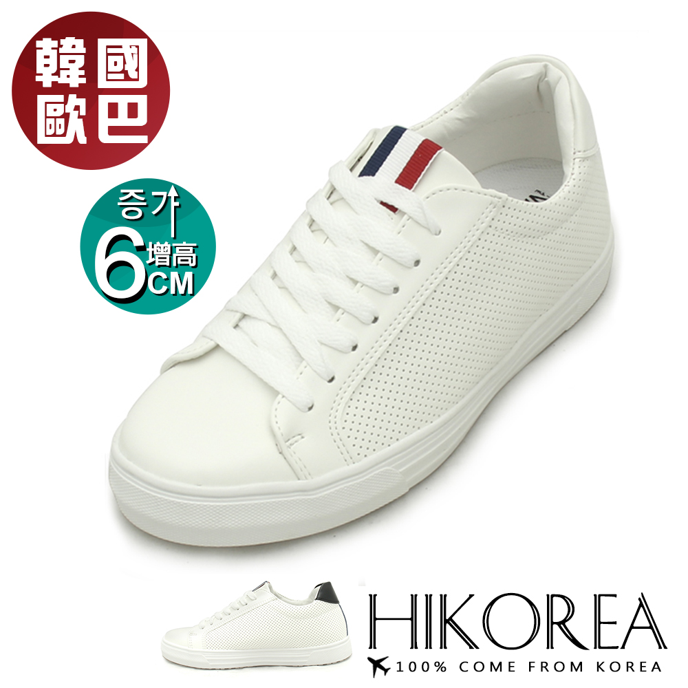 【HIKOREA】韓國空運/正韓製。織帶皮革男款增高鞋增高6CM休閒鞋(73-473/共二色/現貨+預購)