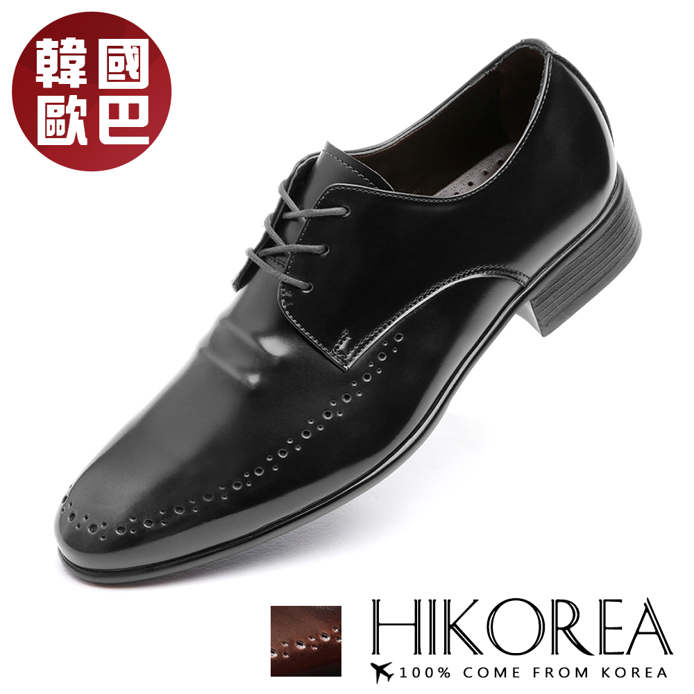 【HIKOREA】韓國空運/韓國直送。男款立體折線時尚皮革尖頭紳士皮鞋(73-439共2色/現貨+預購)