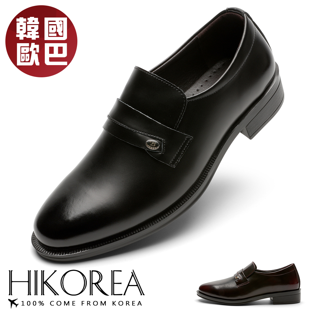 【HIKOREA】正韓空運/男士皮鞋。男款手作簡約時尚紳士皮鞋商務皮鞋(73-483/共二色/現貨+預購)
