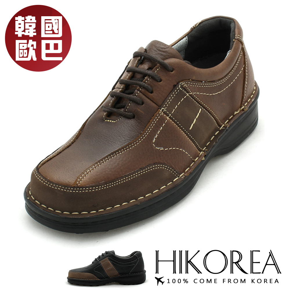 【HIKOREA韓國增高鞋】正韓製/版型正常。韓國空運皮革手作車線休閒皮鞋(8-9059/共二色/現貨+預購)