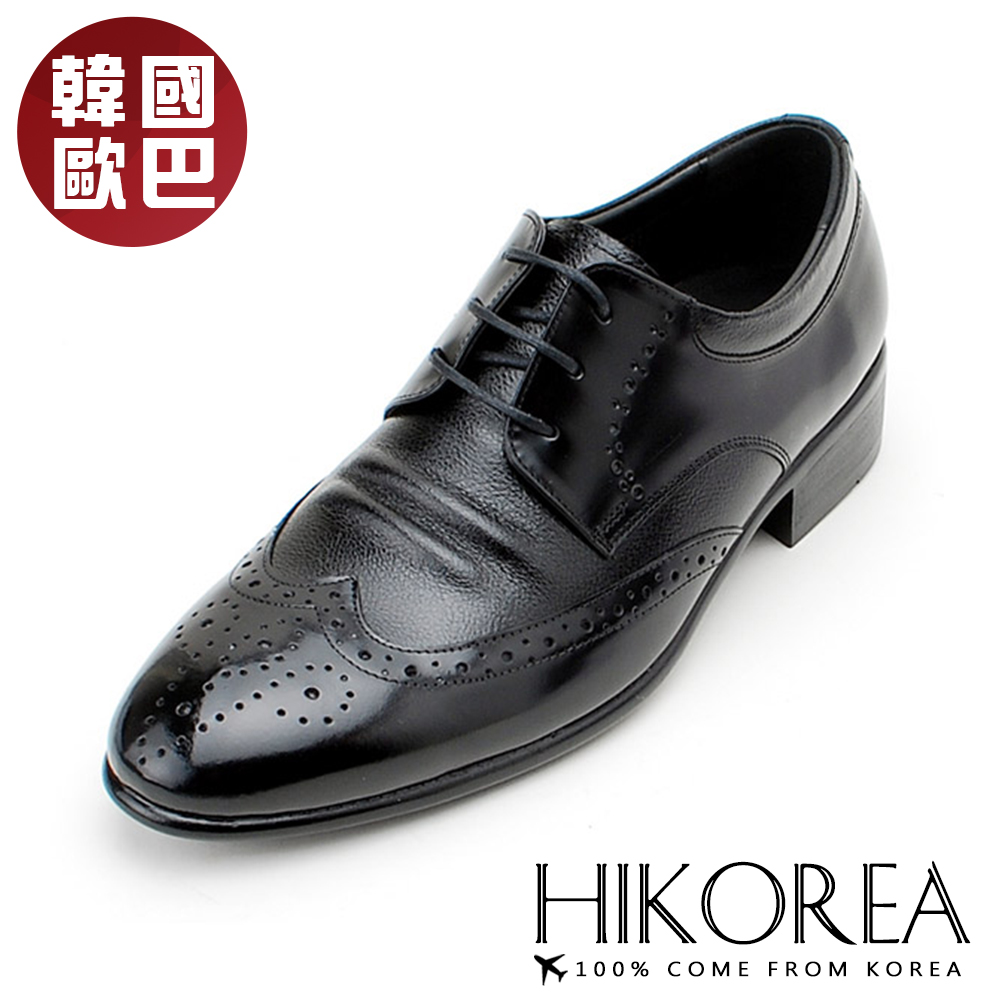 【HIKOREA韓國增高鞋】正韓製/版型正常。韓國空運手作時尚花紋紳士皮鞋(8-9069/共二色/現貨+預購)