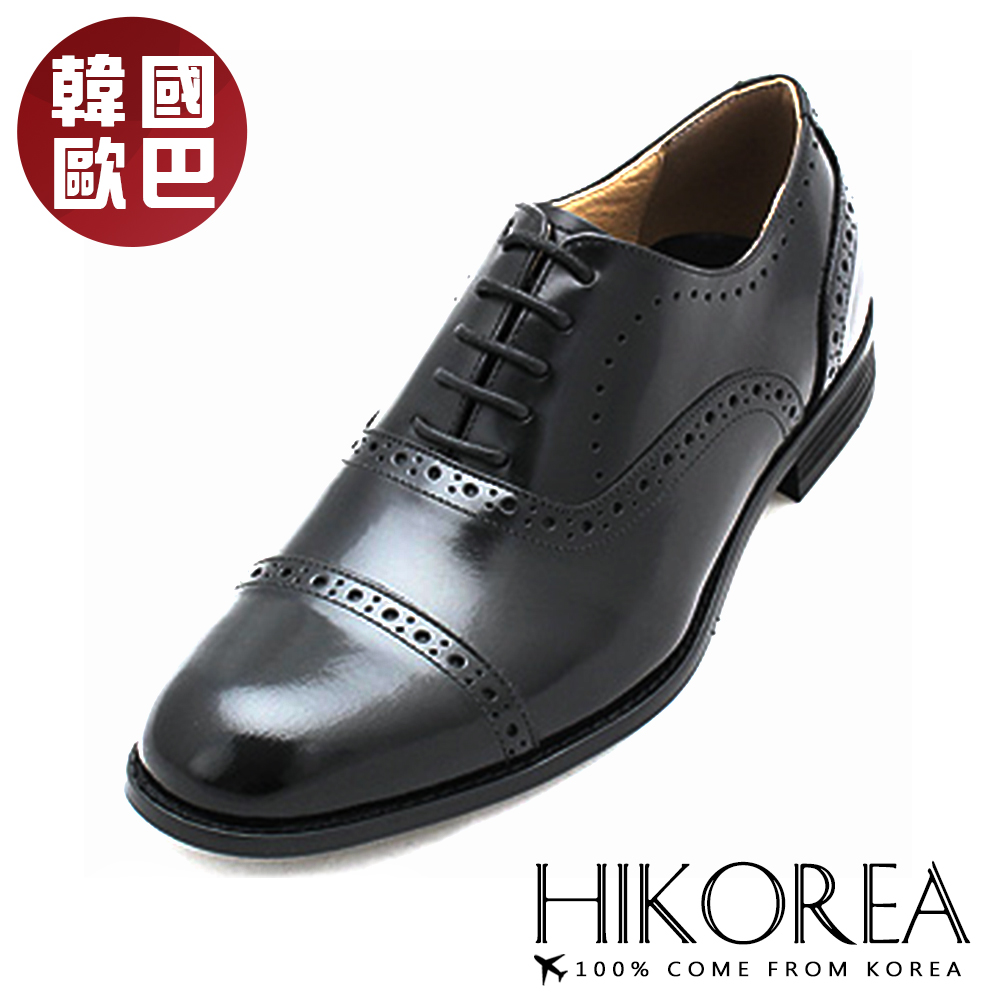 【HIKOREA韓國增高鞋】正韓製/版型正常。韓國空運刻花手作商務皮鞋紳士皮鞋(8-9075/現貨+預購)