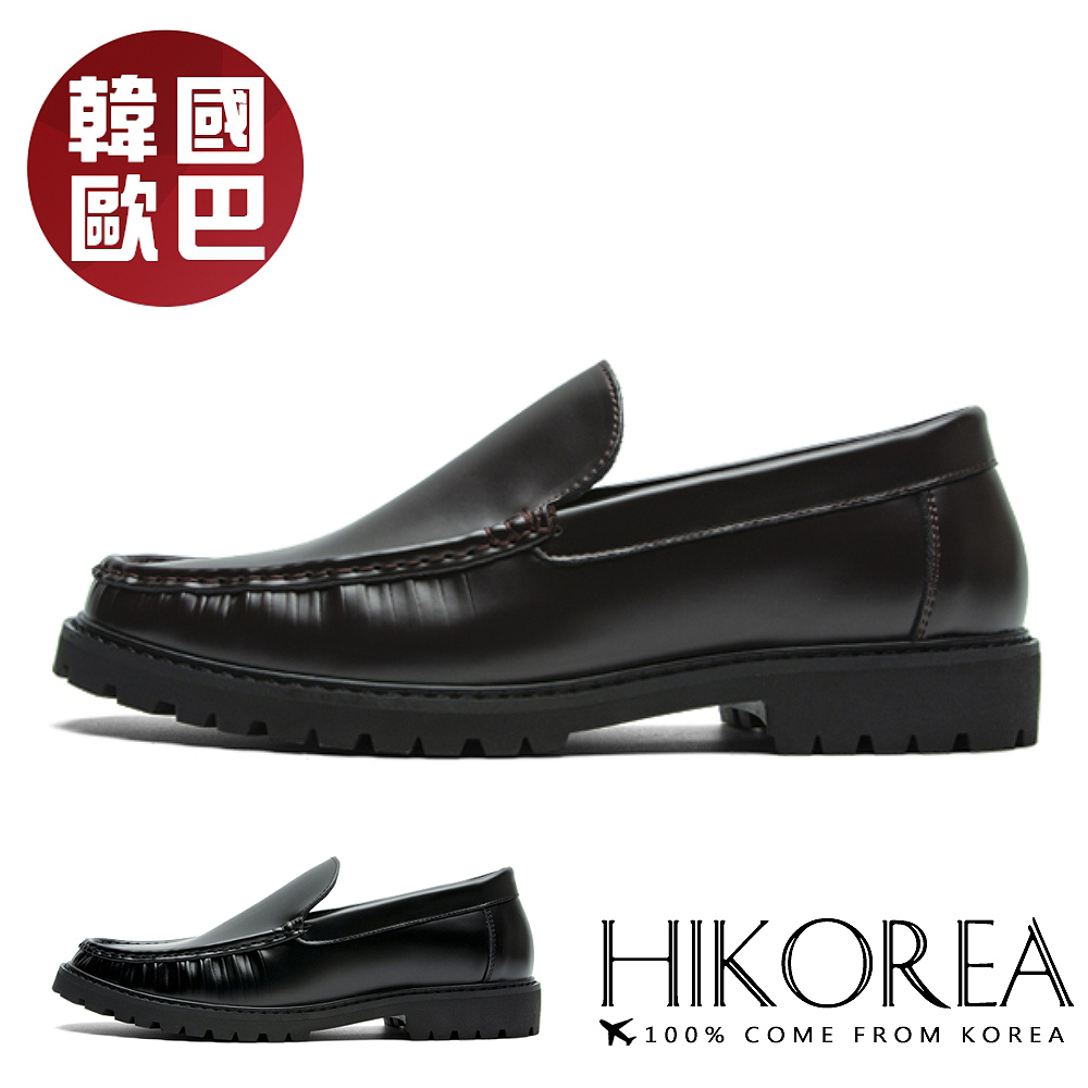 【HIKOREA】韓國空運/韓國設計。男士雅痞樂福鞋休閒鞋皮鞋紳士鞋懶人鞋(73-527黑/咖共2色/現貨+預購)