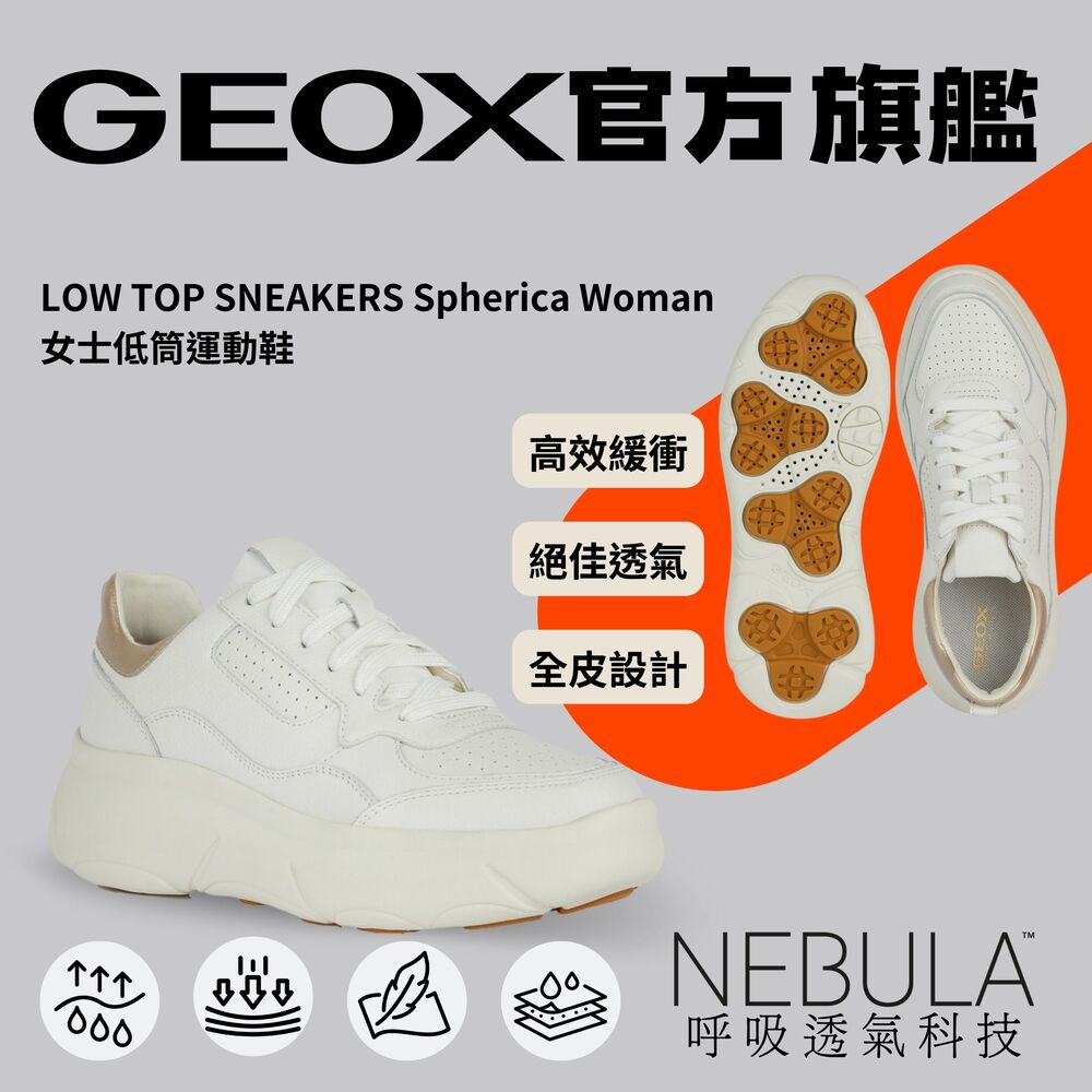 【GEOX】2024 夏季新款＿低筒運動＿休閒鞋＿女性＿白色 NEBULA™ GW4S101-07