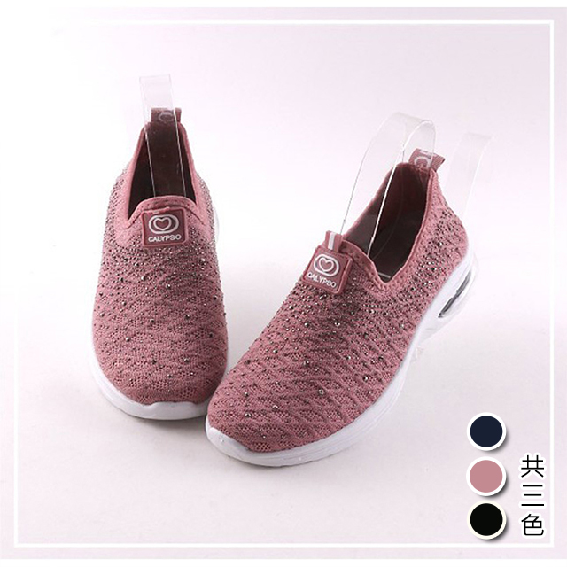 【韓國K.W.】YT7045亮鑽加厚舒壓氣墊式休閒鞋(厚底鞋/慢跑鞋/休閒鞋)