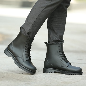 歐美時尚型男馬丁雨鞋 工作鞋 防水 耐磨 -黑色