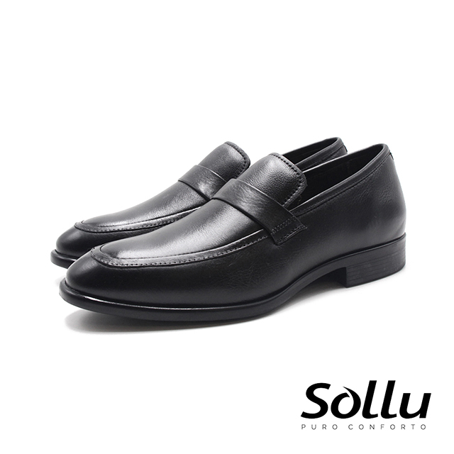 Sollu 巴西專櫃一片造型樂福皮鞋 男鞋-黑