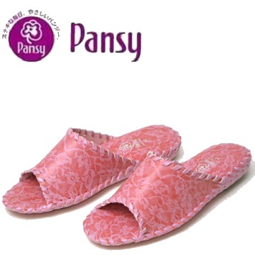 【Pansy】日本皇家品牌 PANSY 淑女手工 印花 室內拖鞋 -9507- 紅色