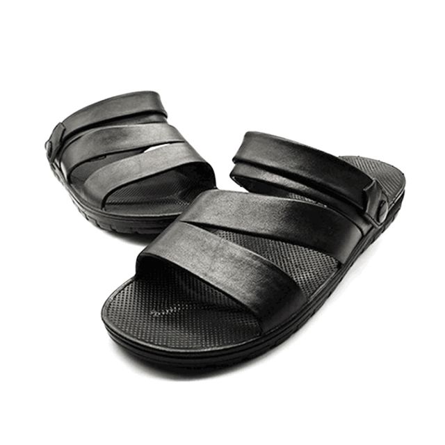 M.G. 休閒耐穿耐走拖鞋+涼鞋設計一雙兩穿鞋(黑色)