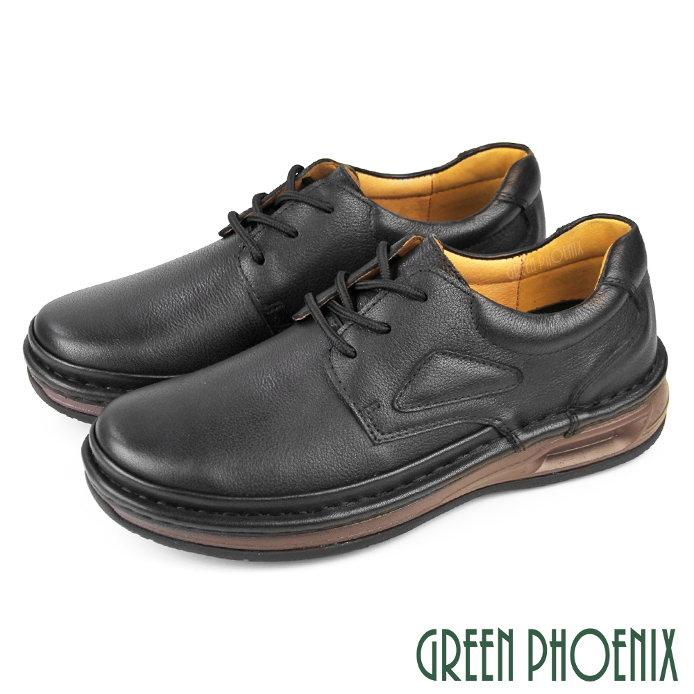 【GREEN PHOENIX 】男鞋 休閒鞋 休閒皮鞋 厚底 全真皮 吸震減壓 手縫大底 商務T32-15261