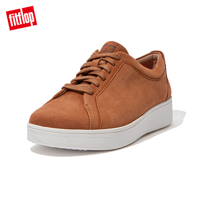 【FitFlop】RALLY SUEDE SNEAKERS 運動風繫帶休閒鞋-女(淺褐色)