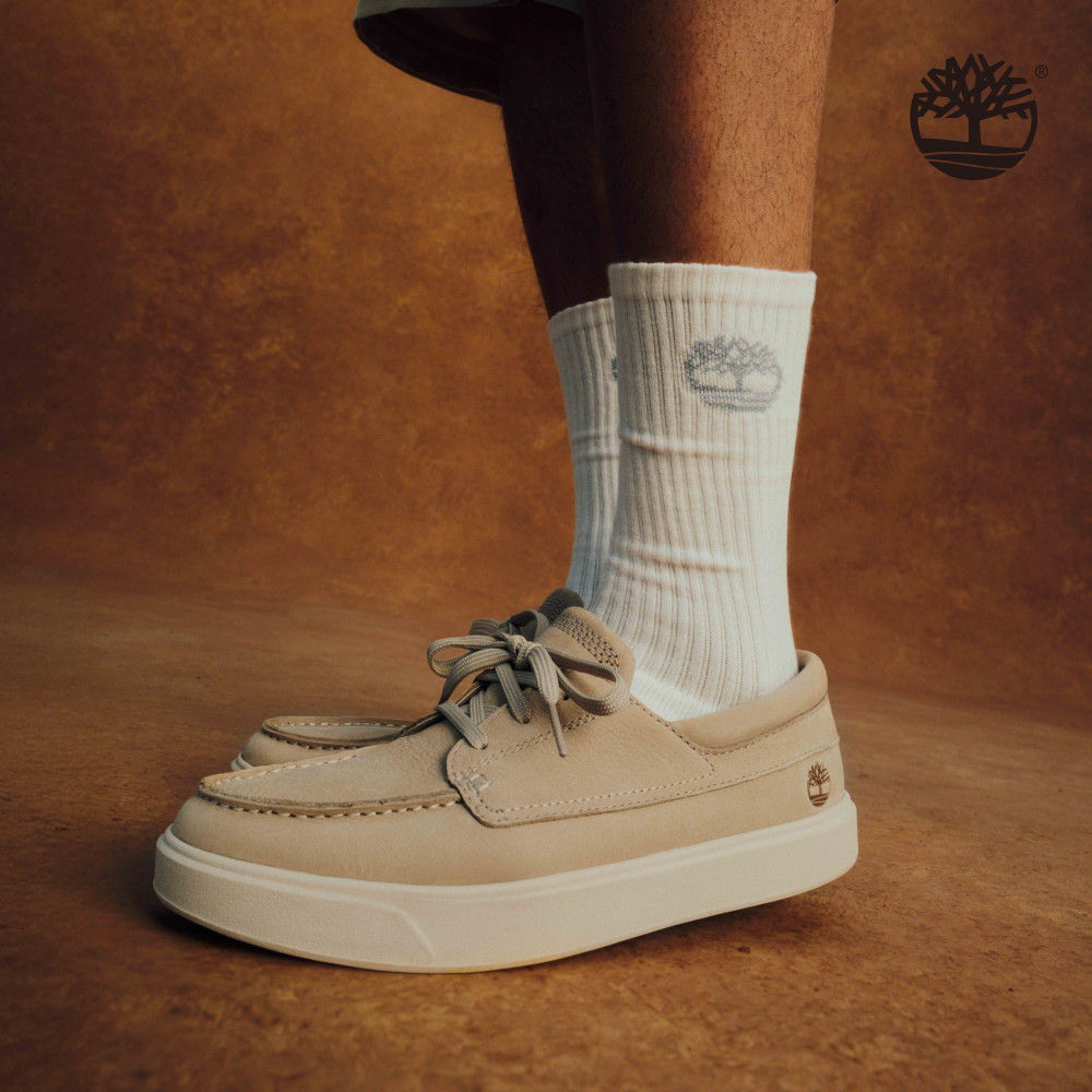 Timberland 男款淺灰褐色低筒皮革休閒鞋|A6C92EO2