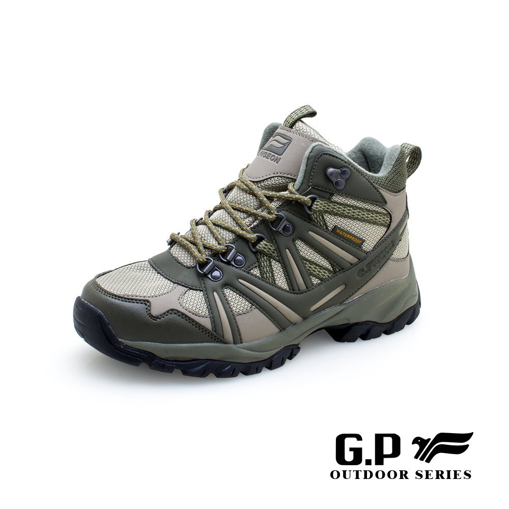 G.P 男款高筒防水登山休閒鞋(P7763M-60)綠色(SIZE:39-44)