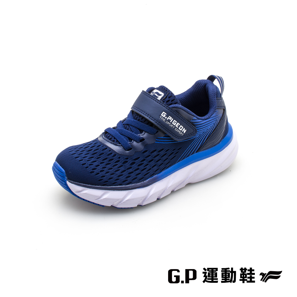 【G.P 輕羽透氣反光休閒童鞋】P7636B-20 藍色 (SIZE:32-37 共二色)