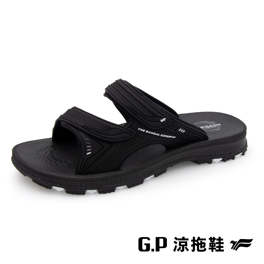 【G.P 男款高緩震耐用雙帶拖鞋】G3760-10 黑色 (SIZE:37-45 共三色)