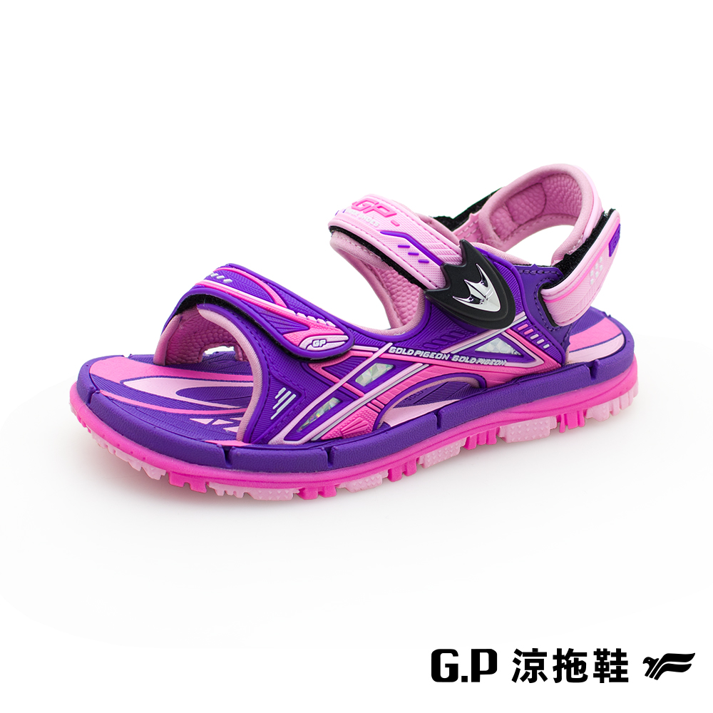 【G.P 兒童休閒磁扣兩用涼拖鞋】G2302B-41 紫色 (SIZE:31-35 共三色)
