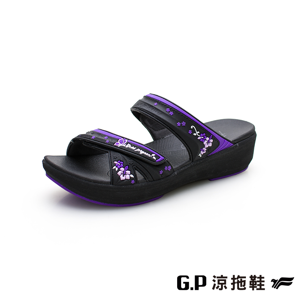 【G.P 優雅緩震厚底雙帶拖鞋】G1577W-41 紫色(SIZE:35-39 共三色)