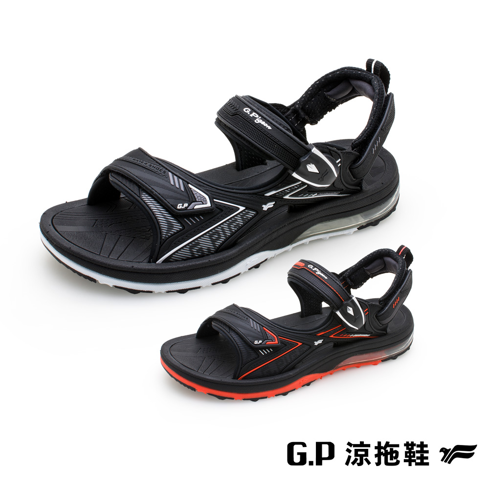【G.P 男款超緩震氣墊涼鞋】G1676M-黑色/橘色 (SIZE:39-44 共二色)