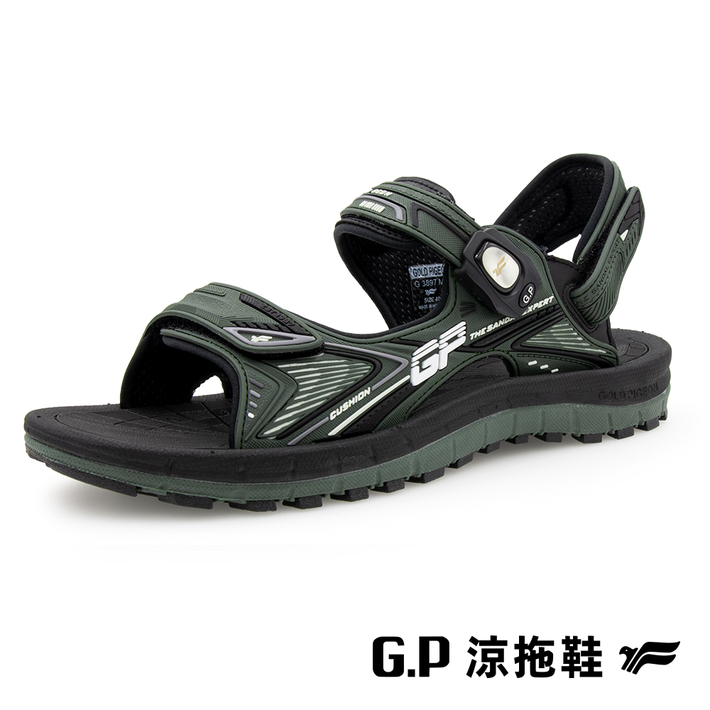 【G.P 雙層舒適緩震兩用涼拖鞋】G3897M-60 軍綠色 (SIZE:38-44 共二色)