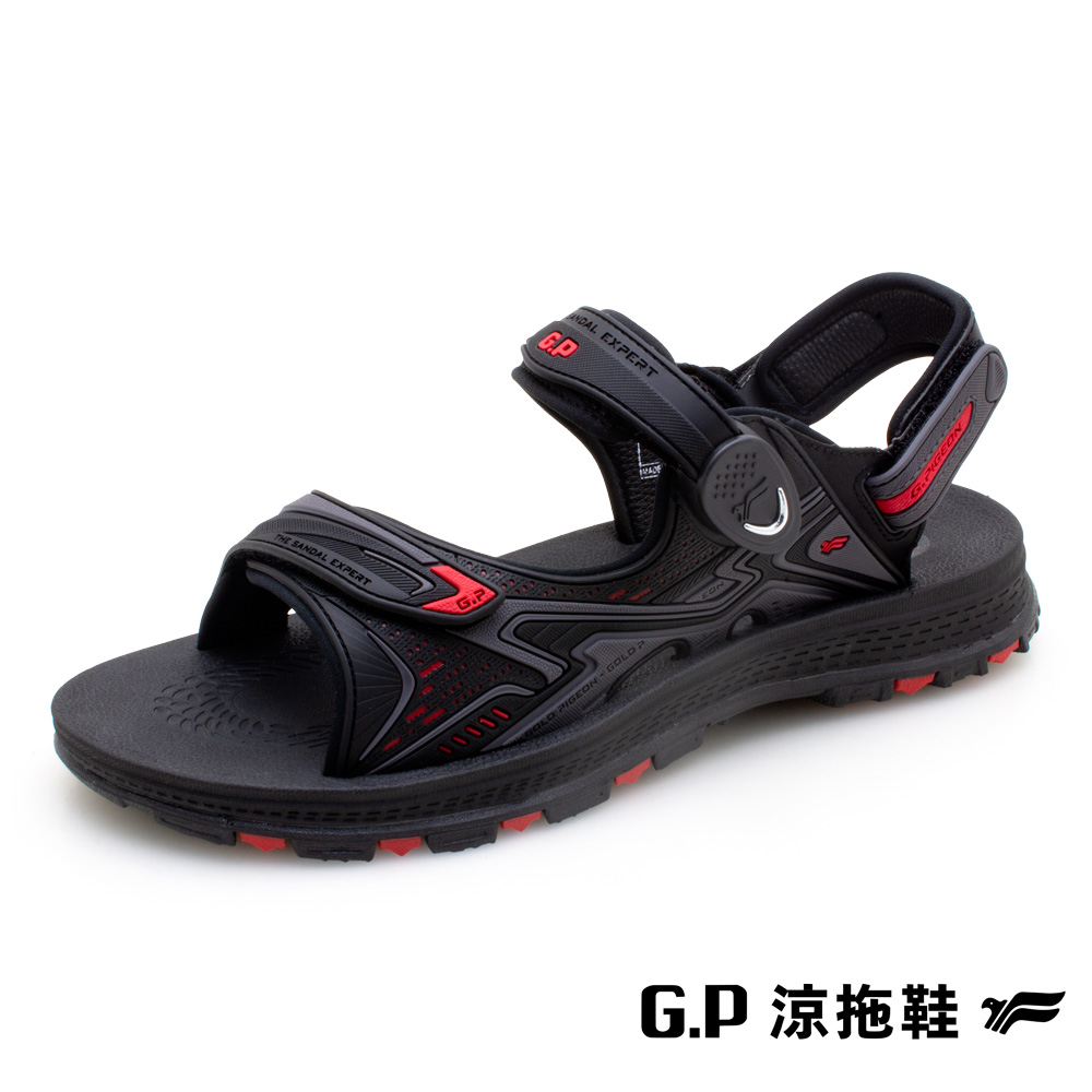 【G.P 中性柔軟耐用磁扣兩用涼拖鞋】G2386-14 黑紅色 (SIZE:37-43 共二色)
