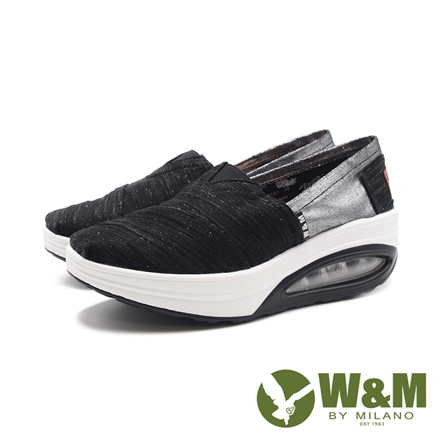W&M(女)BOUNCE減壓氣墊款 增高厚底休閒鞋 女鞋-黑色(另有藍色)