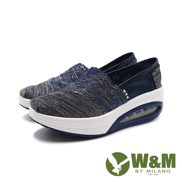 W&M(女)BOUNCE減壓氣墊款 增高厚底休閒鞋 女鞋-藍色(另有黑色)