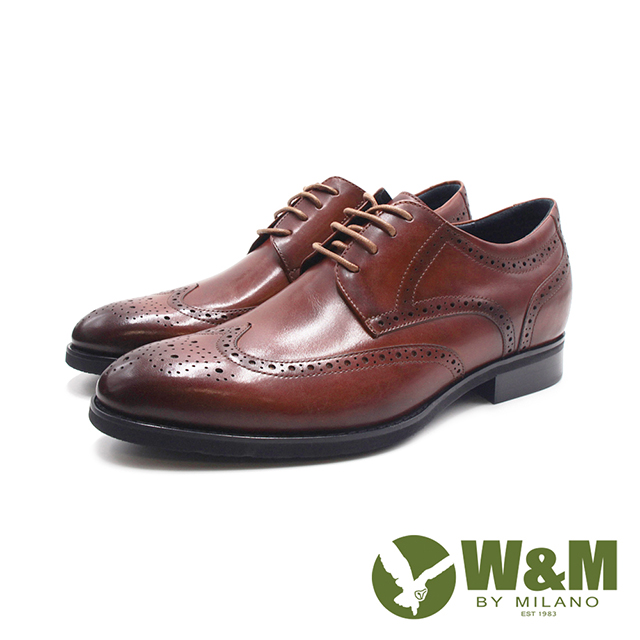 W&M(男)內增高翼紋雕花鞋 男鞋-棕色