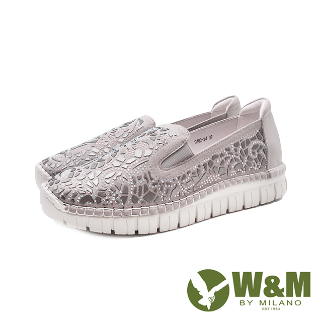 W&M(女)光澤貼鑽樂福鞋 女鞋-銀灰色