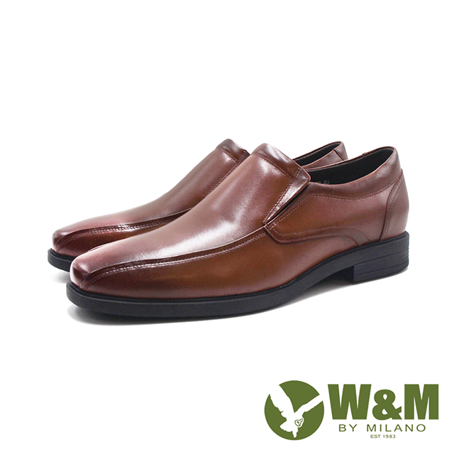 W&M(男)小方圓直套懶人款線條皮鞋 男鞋-刷染棕