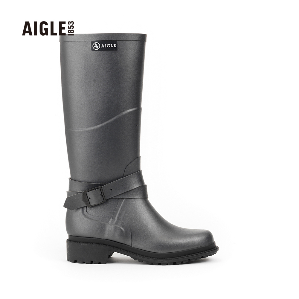 AIGLE 女 時尚長筒膠靴MACADAMES (AG-F8446A115)-鐵灰