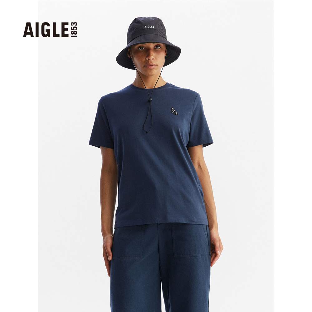 AIGLE 女 有機棉短袖T恤(AG-FAD02A057)-深藍