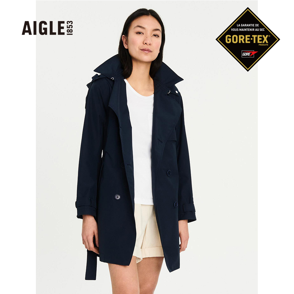 AIGLE 女 G/T 防水透氣風衣 (AG-2P202A057)-深藍