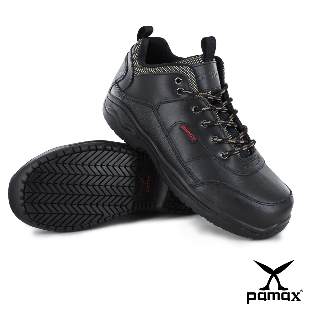 PAMAX帕瑪斯- 科技銀纖維抗菌PU氣墊鞋墊.天然牛皮★寬楦舒適防滑安全鞋P00101H