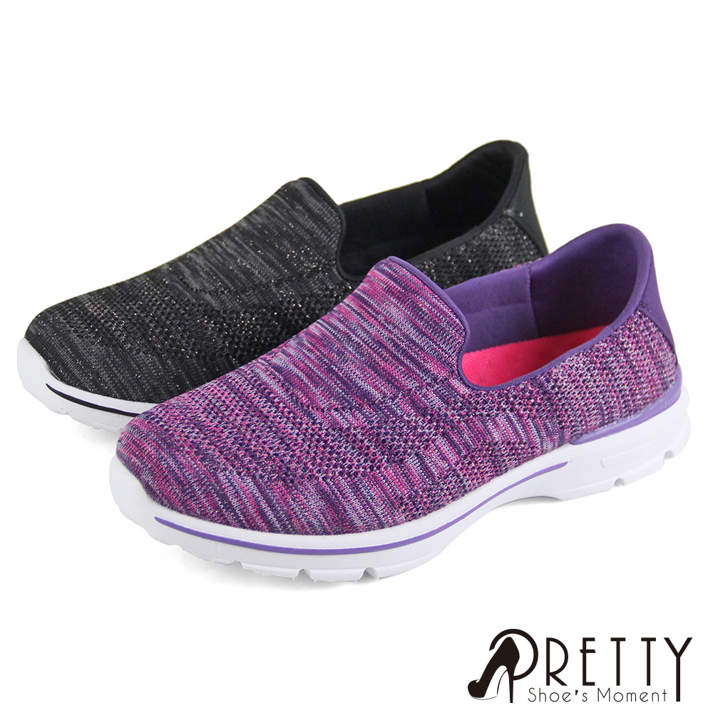 【Pretty】多彩混色針織套入式平底休閒鞋N-20555