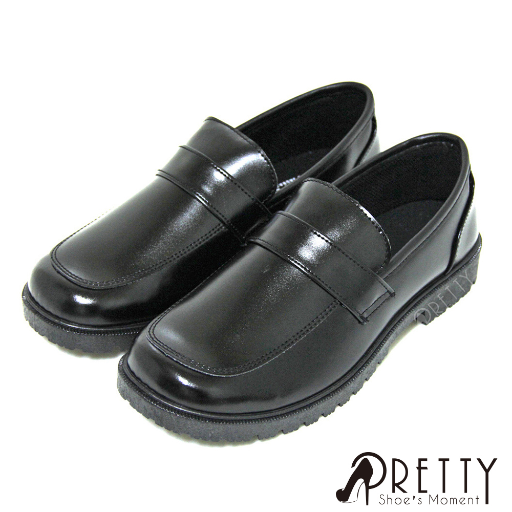 【Pretty】學院風直套式寬圓頭低跟標準學生鞋皮鞋(女款)N-26814