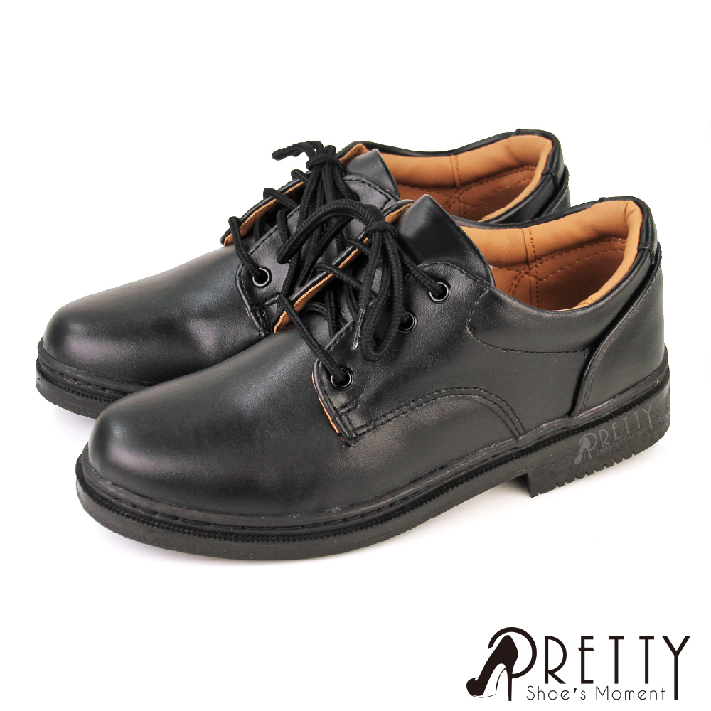 【Pretty】女款臺灣製素面綁帶標準型學生鞋/學生皮鞋N-29029