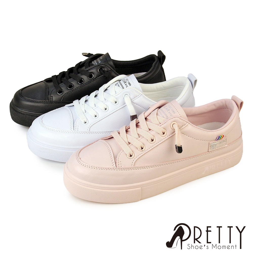 【Pretty】女鞋 小白鞋 休閒鞋 懶人鞋 免綁鞋帶 平底P-20836