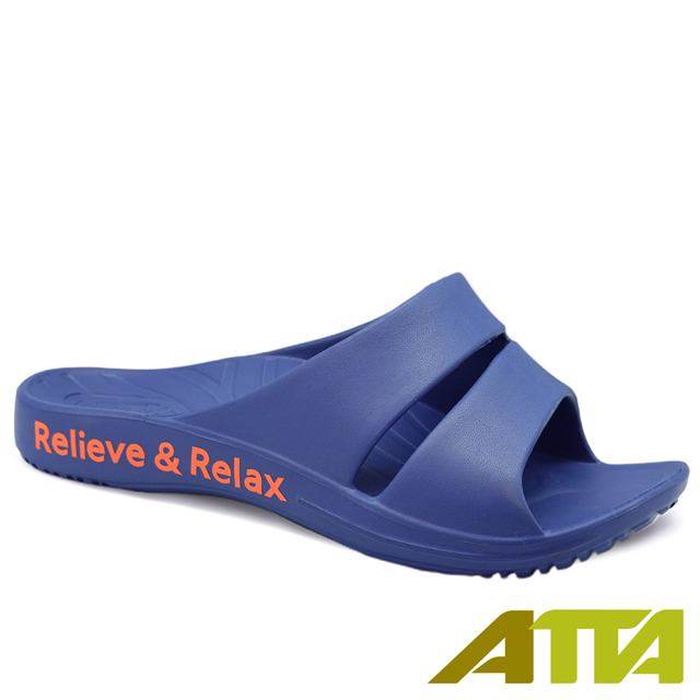ATTA運動風簡約雙帶休閒拖鞋-深藍