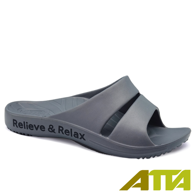 ATTA運動風簡約雙帶休閒拖鞋-鐵灰