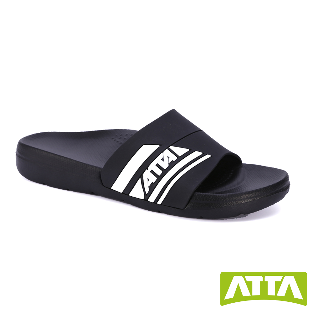 ATTA運動風圖紋室外拖鞋-黑白
