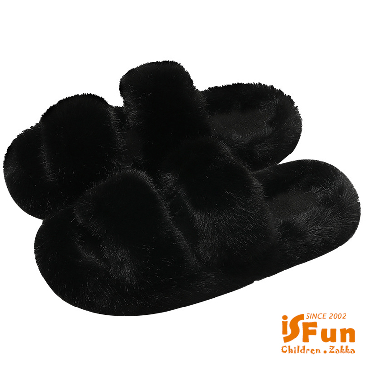 【iSFun】一字絨面＊保暖室內外穿兩用拖鞋