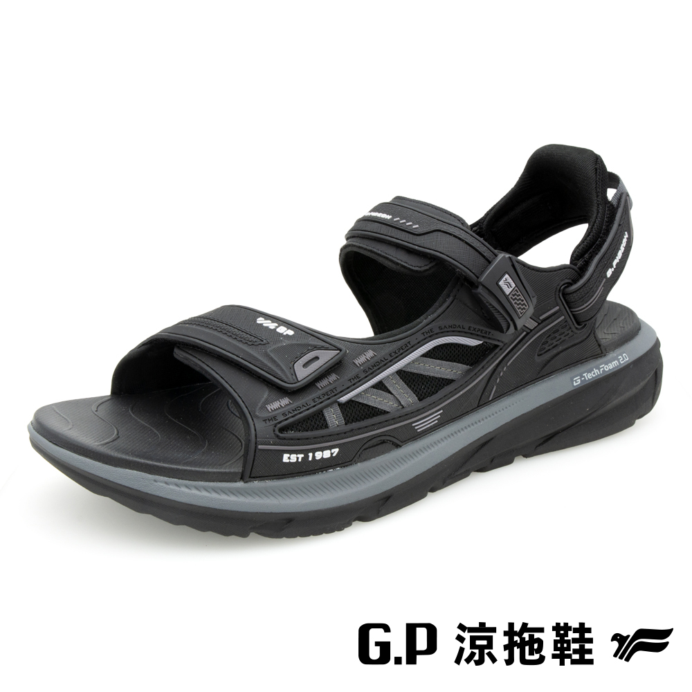 【G.P】男款G-tech發泡科技2.0緩震高彈磁扣兩用涼拖鞋G5765M-10 黑色 (SIZE:39-45/46 共二色)