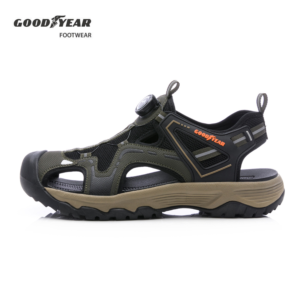 【GOODYEAR 固特異】秘境護趾旋轉扣運動涼鞋/男 戶外 3E寬楦 抓地 緩震 護趾 軍綠(GAMS53705)