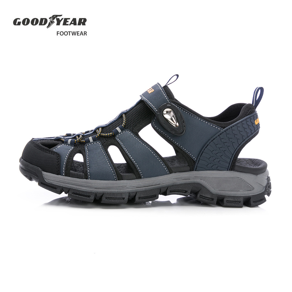 【GOODYEAR 固特異】漫遊者 護趾磁扣運動涼鞋/男 戶外 抓地 緩震 護趾 藍(GAMS53716)